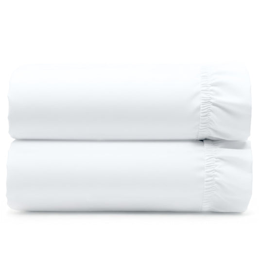 California Design Den Queen Fitted Sheets Pack of 2 - Soft 100% Cotton, Durable Sateen, Deep Pocket Queen Size Fitted Sheet Only with All-Around Elastic - White