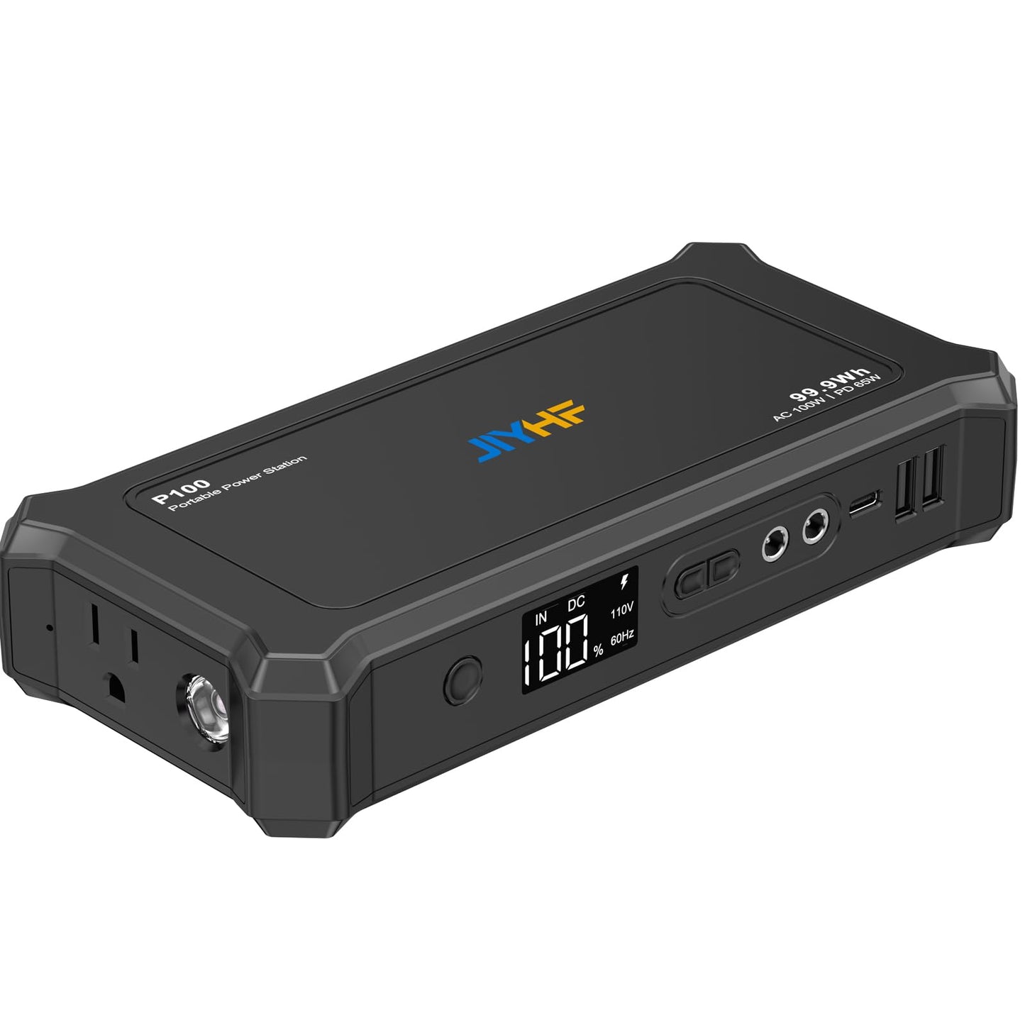 JIYHF Portable Power Bank with AC Outlet - 99.9Wh Backup Battery, 100W AC & 65W USB-C PD Fast Charging Ideal for Outdoor Work, Compatible with iPhone16/15 Series, iPad, MacBook, Laptop