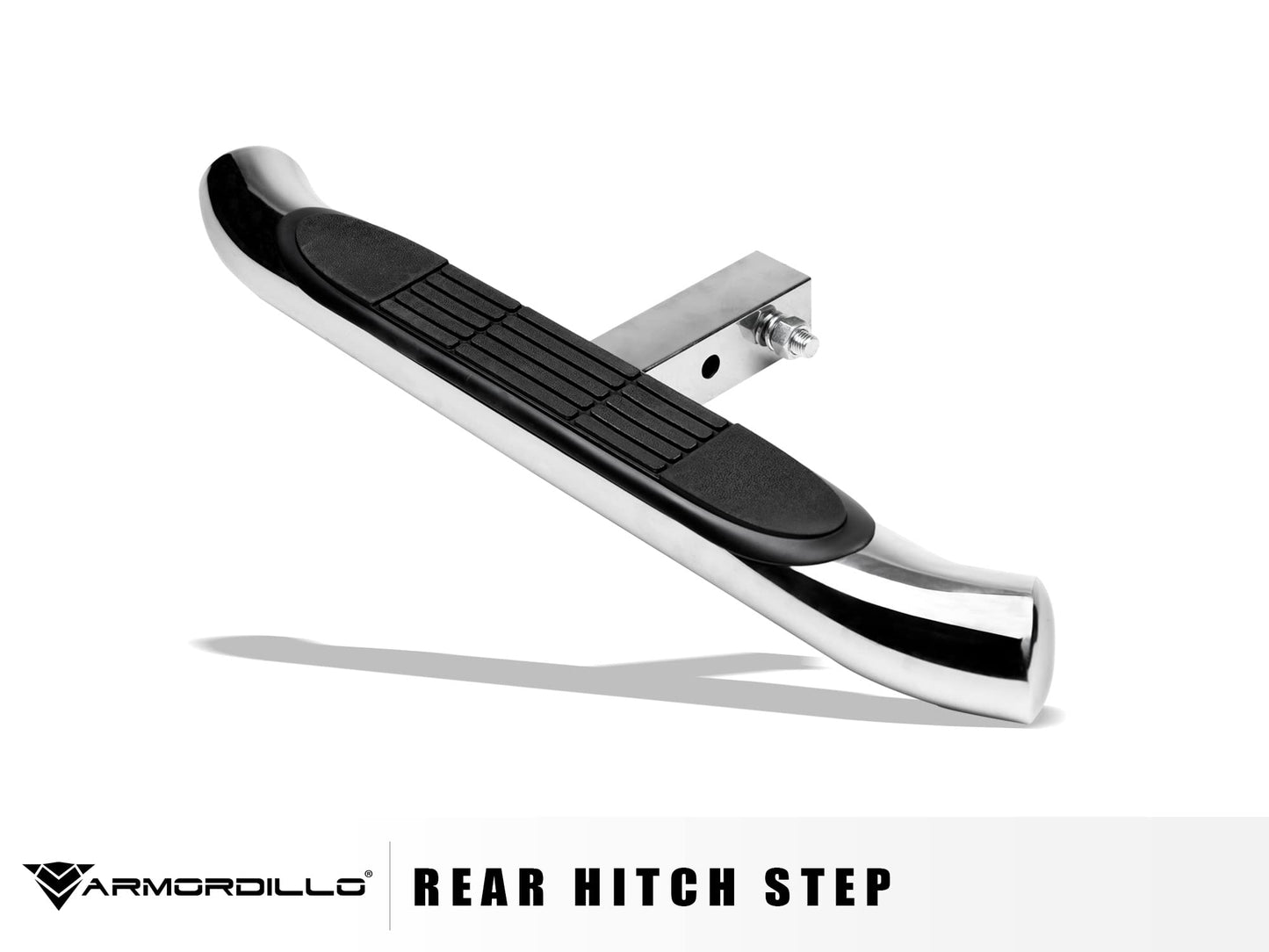 Armordillo 3" Round Tubing Stainless Steel Hitch Step for Class 4 Trailer Hitch - Polished |2" Hitch Receiver Step Chrome/Polished Finished|8718681