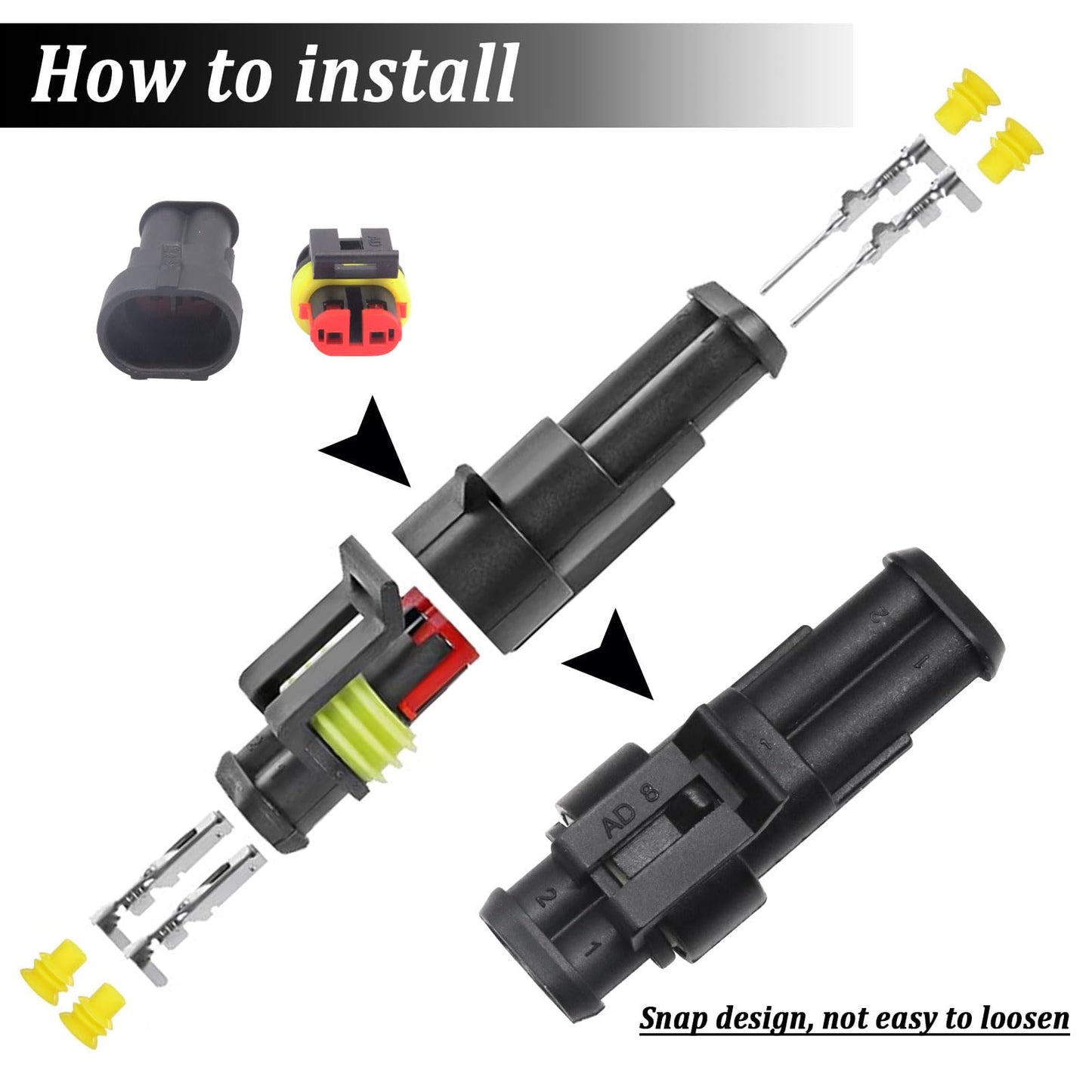 maierke 1008PCS 63 Sets Waterproof Automotive Electrical Connectors Waterproof Wire Connectors Automotive Replacement Ignition Plug Connectors 1/2/3/4/5/6 Pin with Ratcheting Crimper Pliers