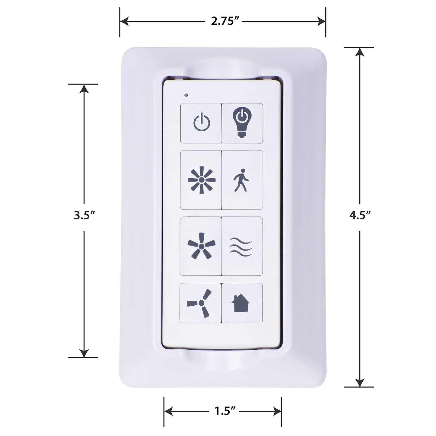 Prominence Home Universal Ceiling Fan Remote Control Kit with Receiver, Wall Dock and Batteries, For Downrod Ceiling Fans ONLY - 51433-01 - White