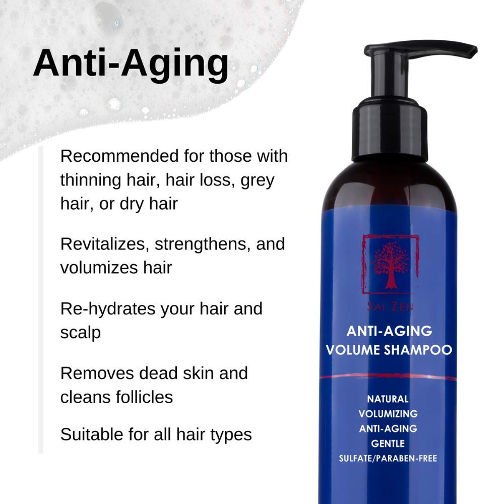 Sai Zen Anti-Aging Volume Shampoo | Anti-Thinning and Volumizing Formula | Made in USA | Sulfate and Paraben Free | All Hair Types, 8 oz.