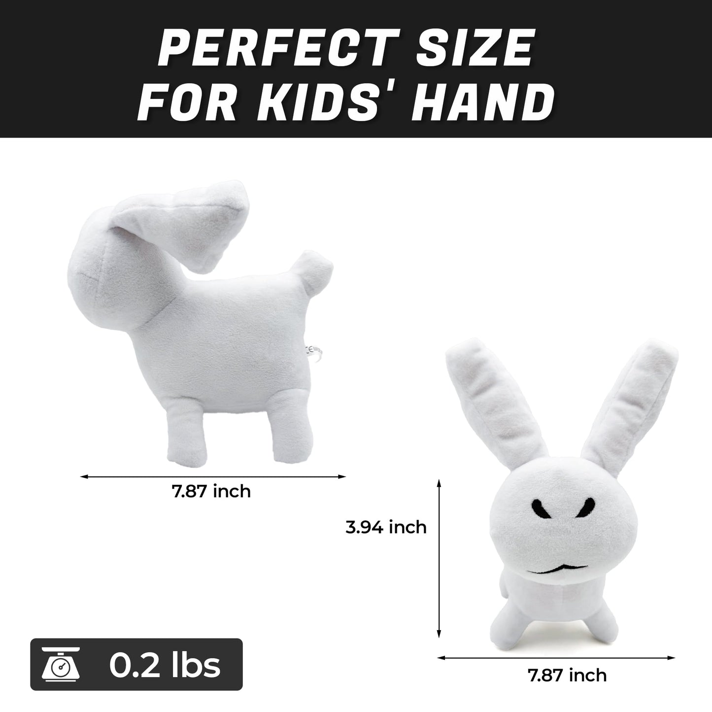 Adenzai 11 Inch White Gubby Plush Toy, Stuffed Figure Pillow for Home Decor, Collectible Gift for Video Game Fans, Kids, and Adults Cute Halloween Plush Toy(Rabbit White Plush)