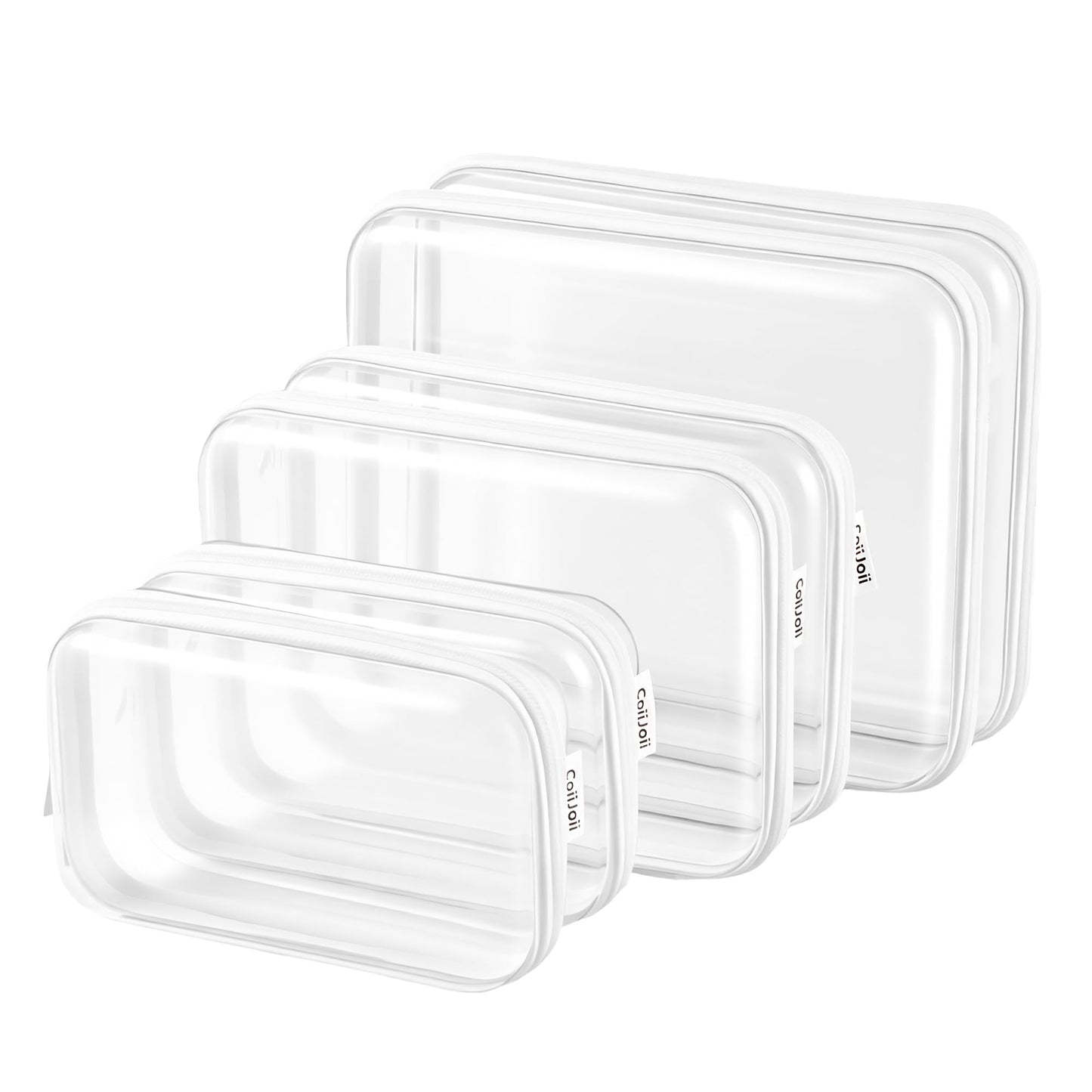 CoiiJoii 6PCS Clear Zipper Pouches, Small Christmas Item Storage Bins, Zippered Hard Pouch Double, Portable Makeup and Cosmetic Bag, Storage Organizer Bins, Hard Plastic Case, Clear Zipper Bags