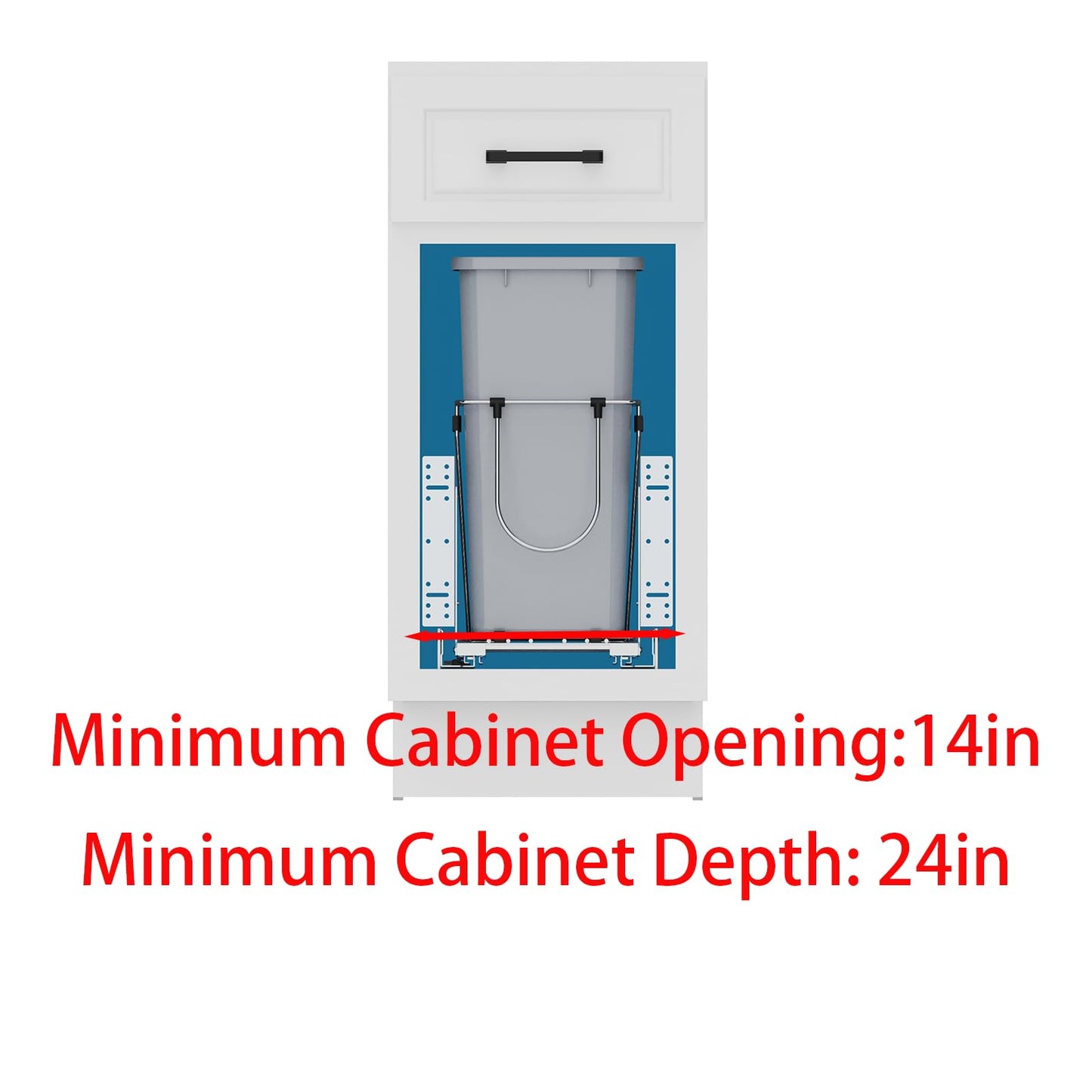 35QT Pull Out Trash Can for Under Sink Storage, Adjustable Sliding Drawer System, Doesn't Include Door Fittings (35 qt)