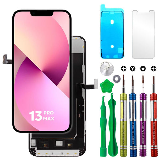 Ace Tech Cellular LCD Screen Replacement for iPhone 13 Pro Max (A2484, A2641, A2644, A2645, A2643) 6.7 inch Touch Screen Display Digitizer Frame Assembly W/Repair Kit + Tempered Glass + Adhesive