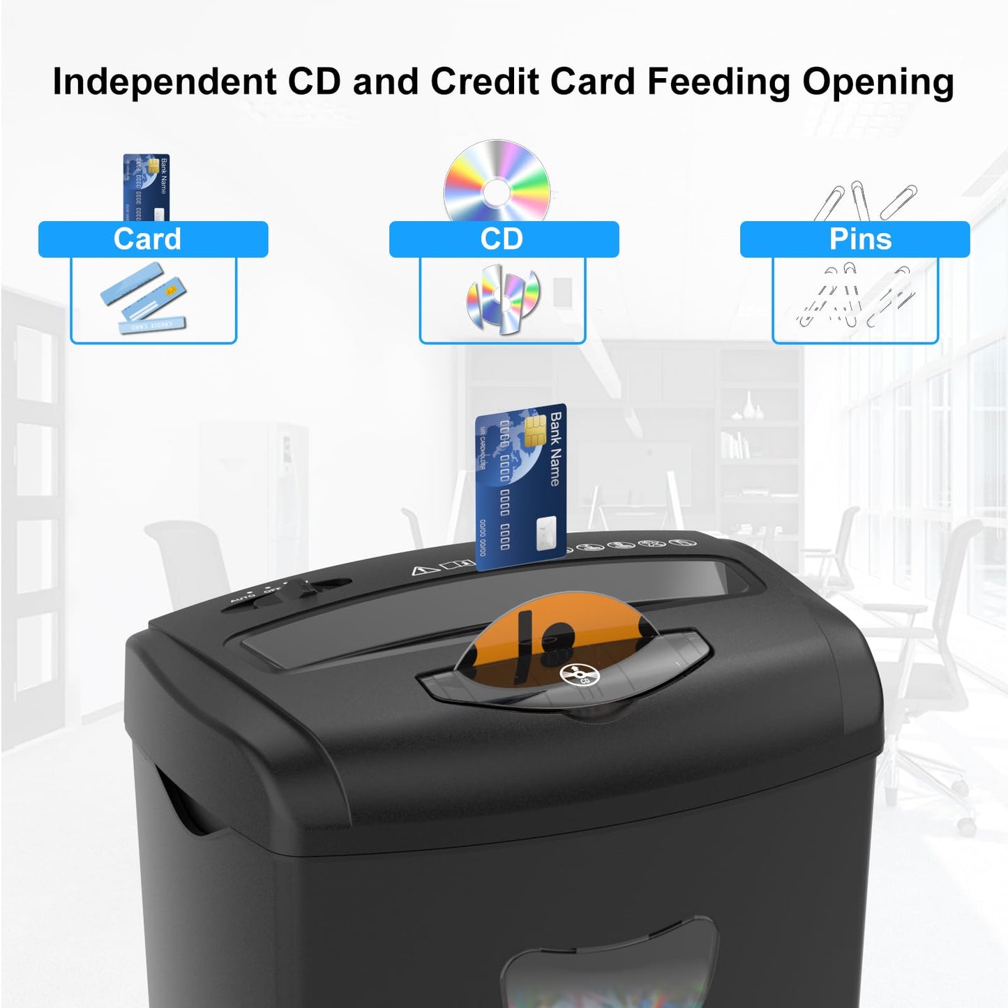 Paper Shredder for Home，Shred 12 Sheet Cross Cut,5.55-Gallon Basket, P-4 Security,Shred Paper/Cards/CDs/Staples/Clips - Jam Proof System for Home Office