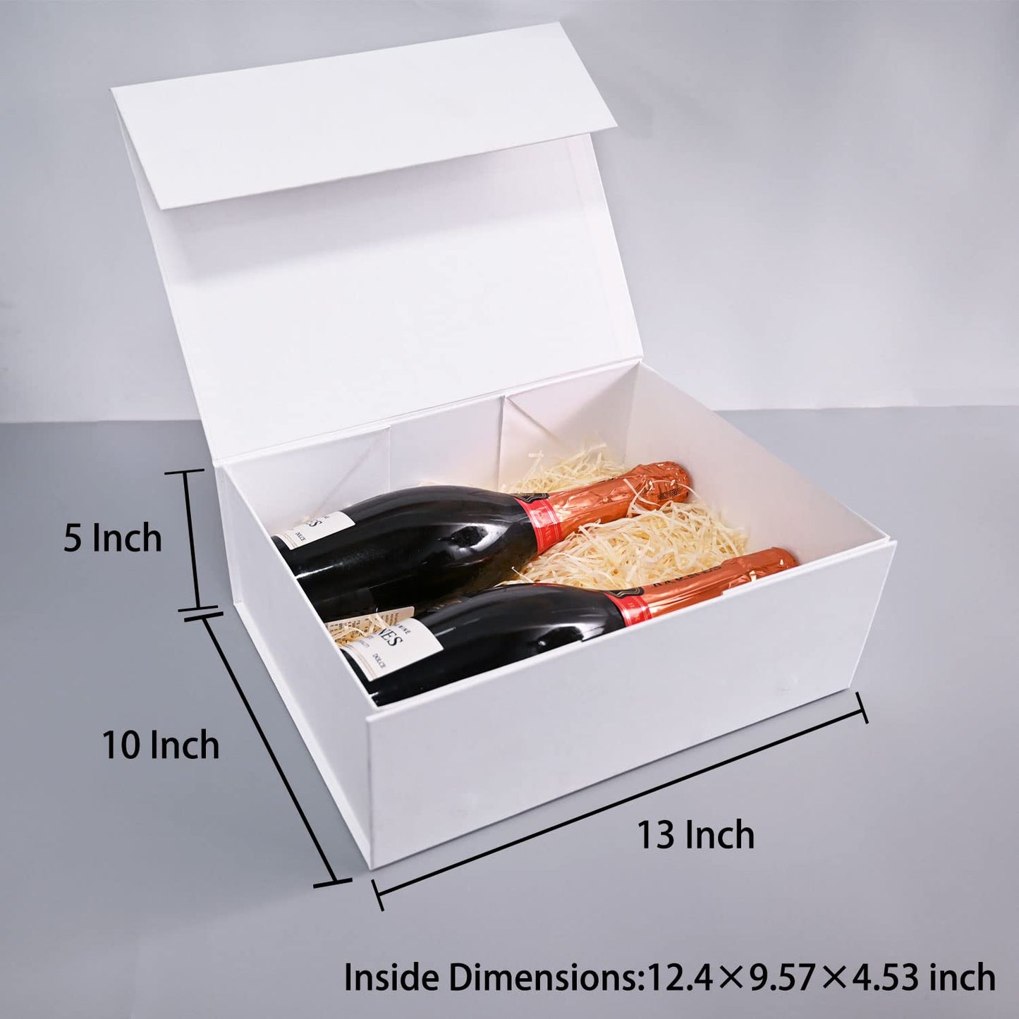 LIFELUM Christmas Gift Boxes with Lids for Presents 5 Pack White Gift Boxes 13.85 x 8.35 x 4.45 inch Large Gift Box Contains Card,Sticker,Ribbon, Shredded Paper Filler for Anniversary, Weeding Gifts