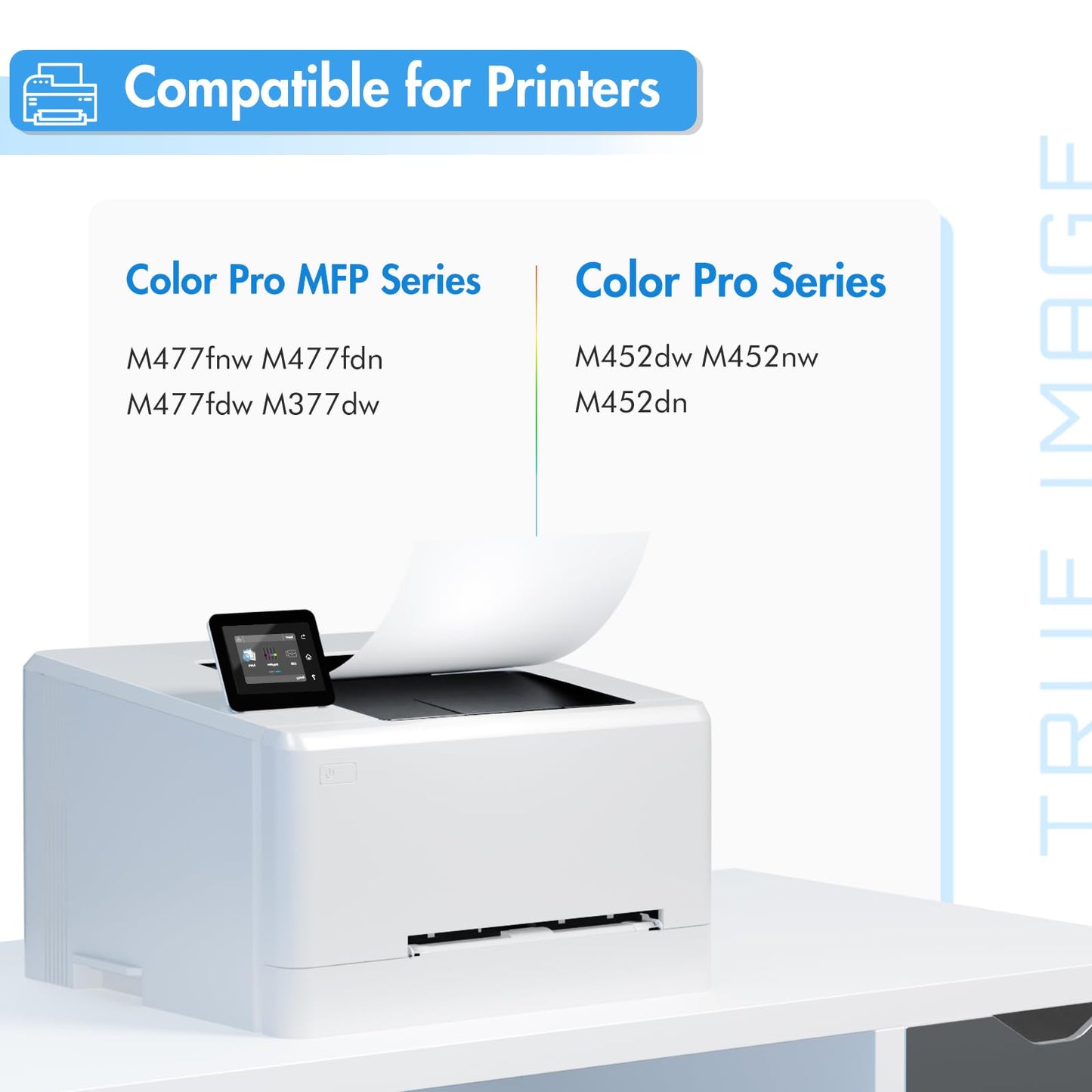 TRUE IMAGE Compatible Toner Cartridge Replacement for HP 410A CF410A CF410X 410X Color Pro MFP M477fnw M477fdw M477 M452dn M452nw M477fdn M452dw M452 M377dw Printer Ink (Black, 2-Pack)