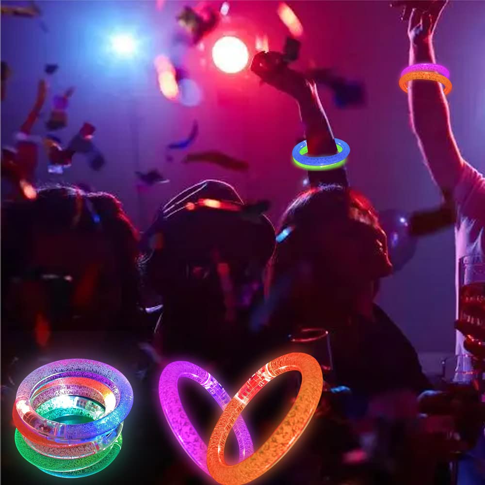 BATWEET 60 Pcs Glow In The Dark Bracelets, 6 Colors LED Bracelets Bulk Party Supplies for Kids and Adults, Glow Neon Party Favors Toys for Carnival Halloween Christmas Birthday Wedding