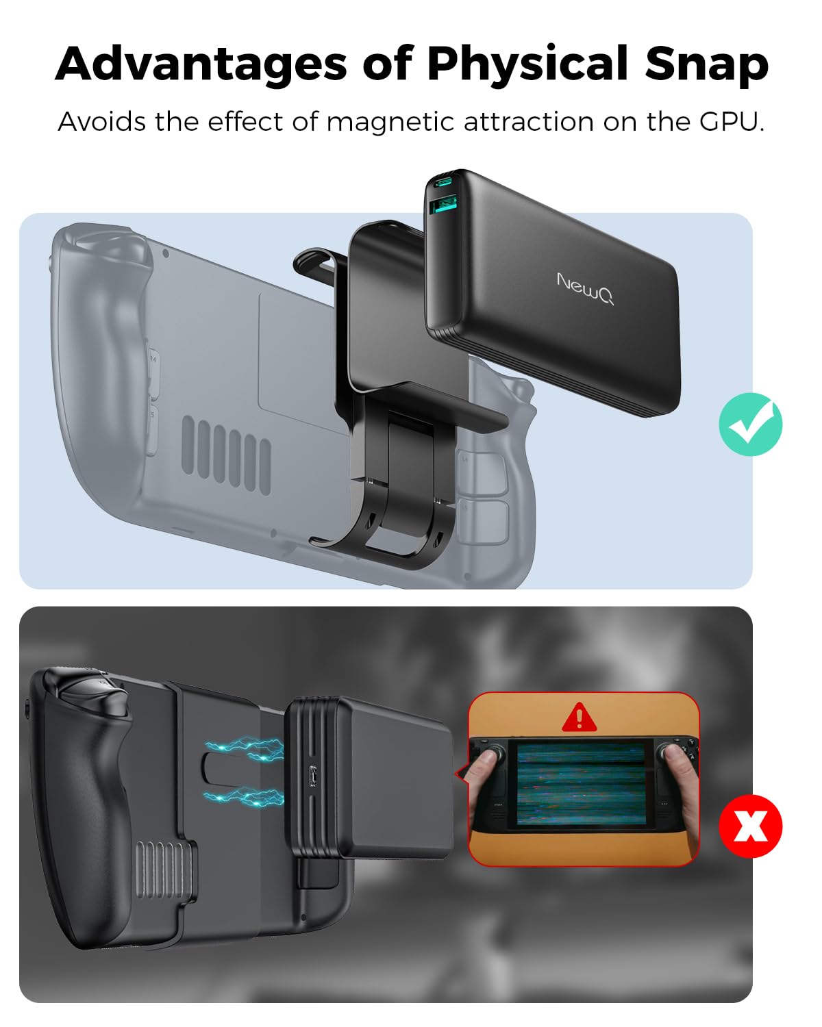 NEWQ 2-in-1 Steam Deck Battery Bank & Stand for Steam Deck/Steam Deck OLED, 20000mAh 65W PD3.0 Fast Charging Power Bank, Steam Deck Accessories, with Dual USB C Cables（Not Suitable for Case） NQ-SD-02