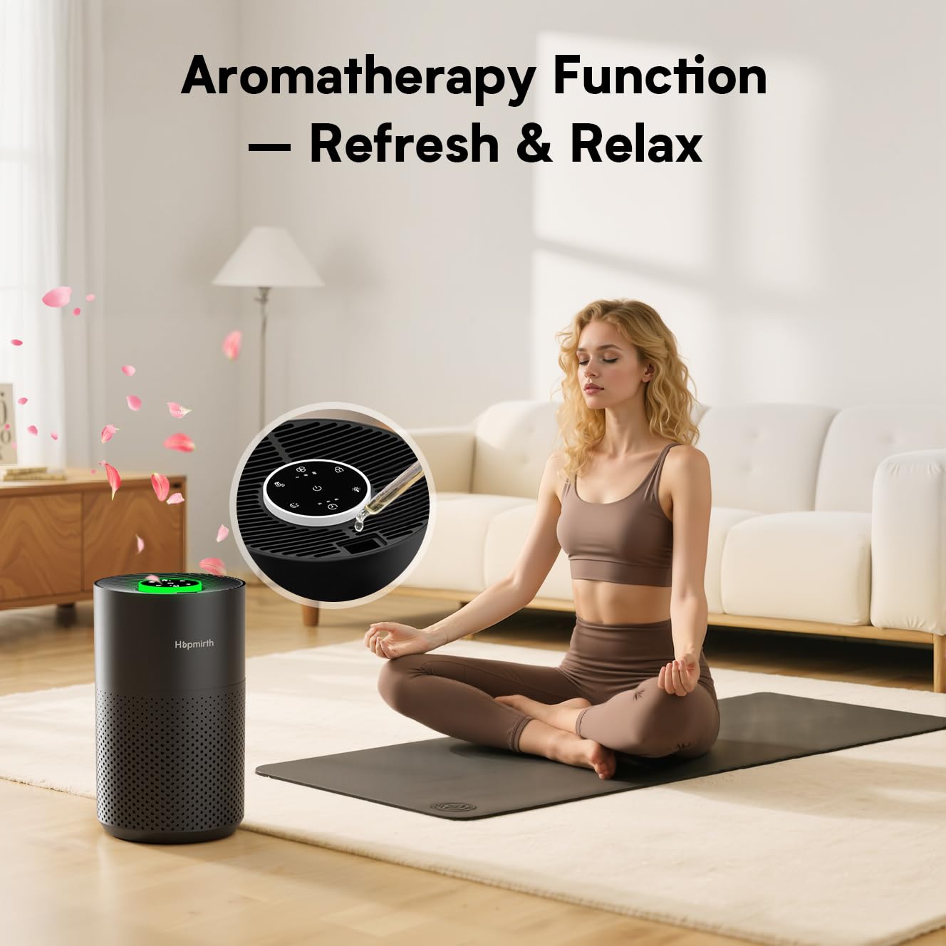 Hopmirth Upgraded Air Purifiers for Bedroom & Home with H14 True HEPA Filter, Covers Up to 1280ft², 360° Air Intake, Quiet Pet Air Purifier, Fragrance & Timer,Removes Smoke, Pet Dander & Pollen,Black