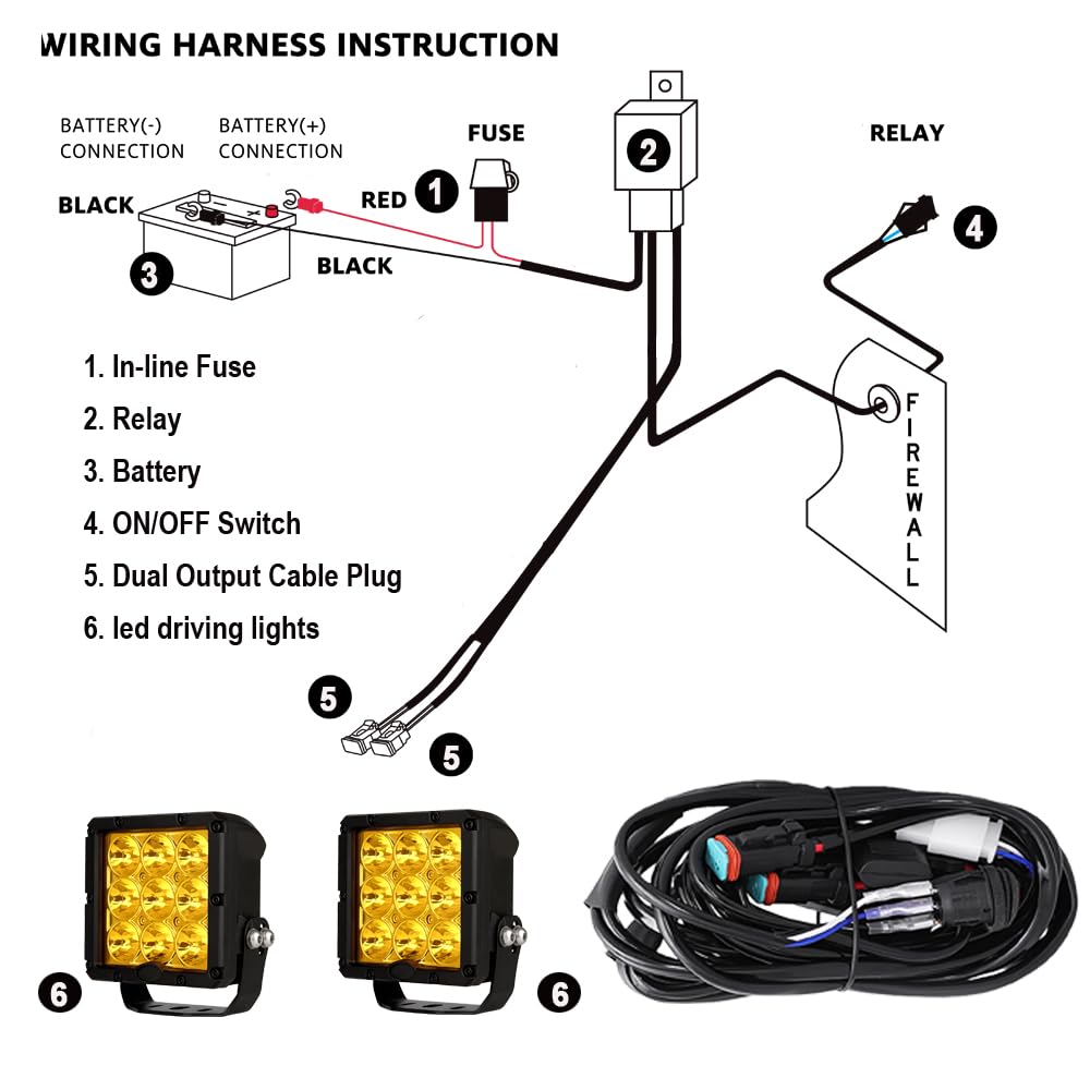 BIGLION.X Amber LED Driving Light, 180W 20400LM Spot Light Led Lights Offroad Lighting Yellow LED Offroad Lights for Tractor Engineer Truck, 12/24V (5INCH)