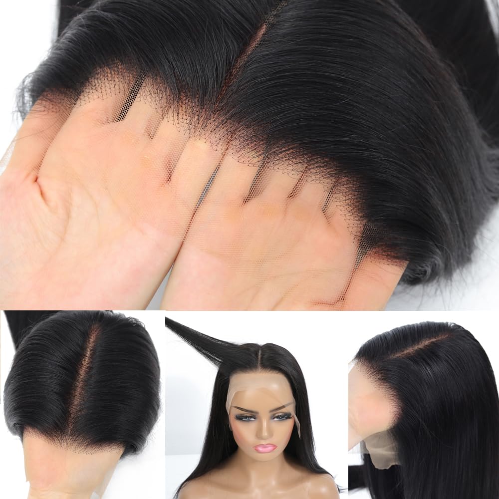 13x6 Lace Front Wigs Human Hair 250% Density Straight HD Transparent Lace Front Human Hair Wigs for Women 13x6 Straight Wigs Brazilian Wigs Human Hair Natural Color(straight wigs, 28 Inch)