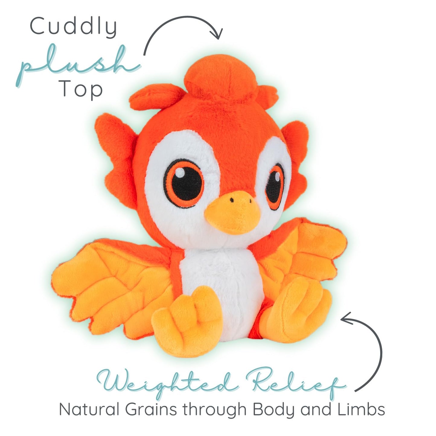 Warm Pals Scented Glow in the Dark Phoenix Plush, Cozy Microwavable and Freezable Plush Toys Filled with Natural Grains and Lavender, Heatable and Coolable Bedtime Comfort Weighted Stuffed Animal