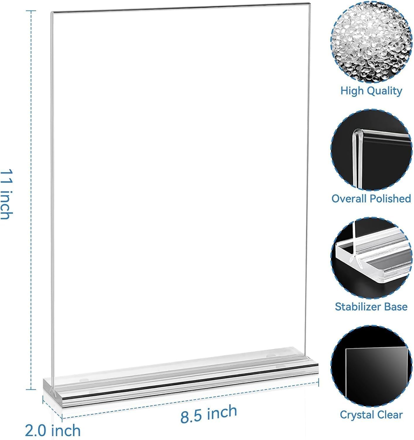 EHWINE Acrylic Sign Holder 8.5 x 11, 18 Pack Double-Sided Stand up Table Top Sign Holders, Clear Acrylic Picture Frame Menu Flyer Paper Holder Display Stand for Office Business Store Wedding Party