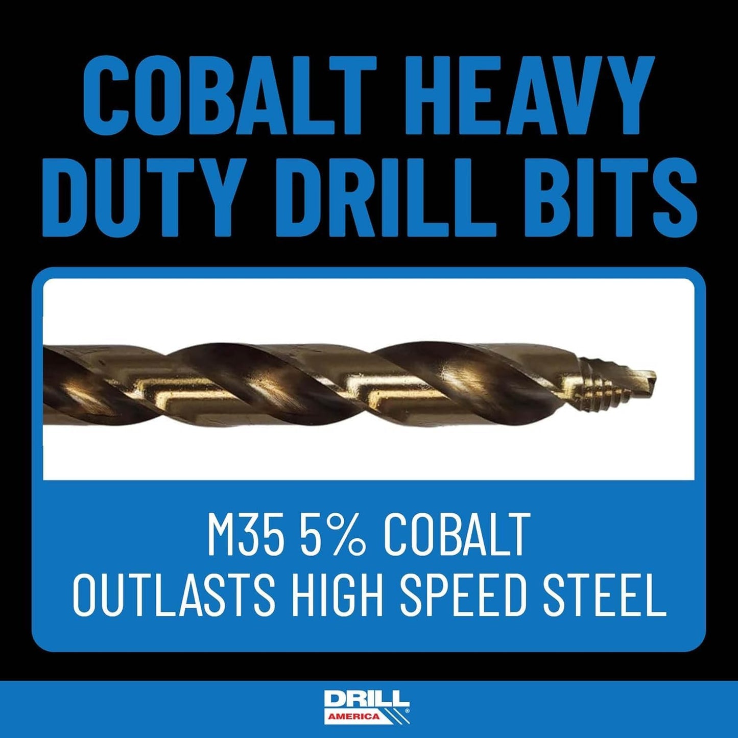 Drill America ZMPOUGSC7 GSC Series 7 Piece Cobalt Stepped Point Drill Bit Set