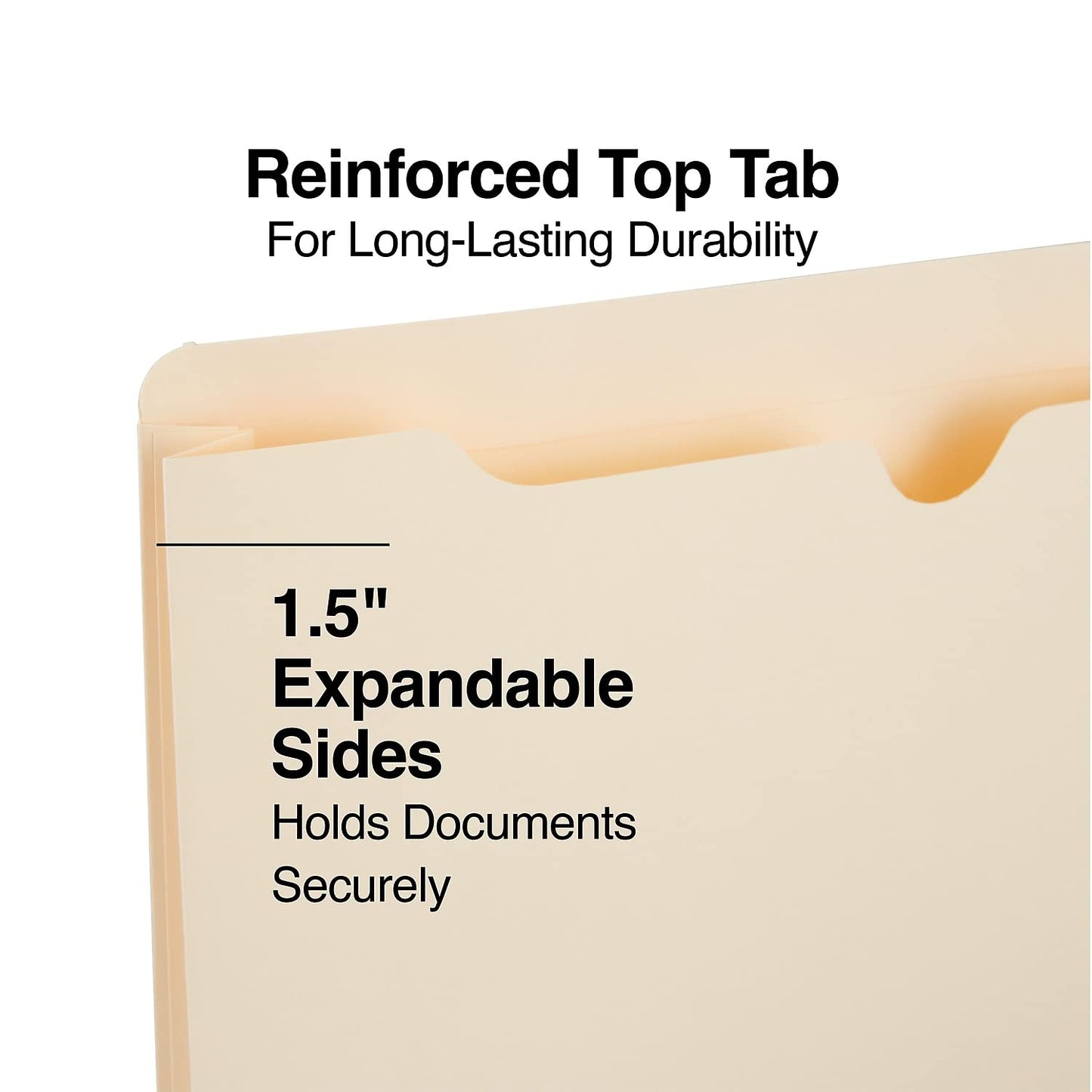 Staples File Jackets with Reinforced Tab, Letter Size, 1.5‑Inch Expansion, Durable Manila Construction – 50/Box