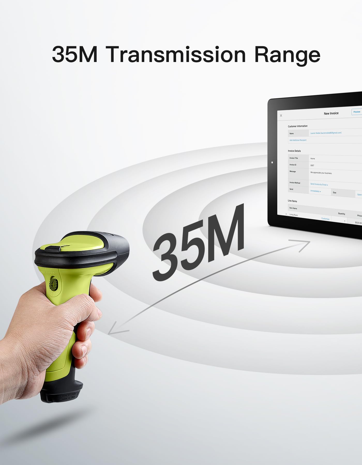 Inateck 2D Barcode Scanner, Wireless Bluetooth QR Code Scanner with AI APP & SDK, 180-Day Battery Life, Fast & Accurate Scanning, Compatible with iOS/Android/Windows, BCST-72 Green