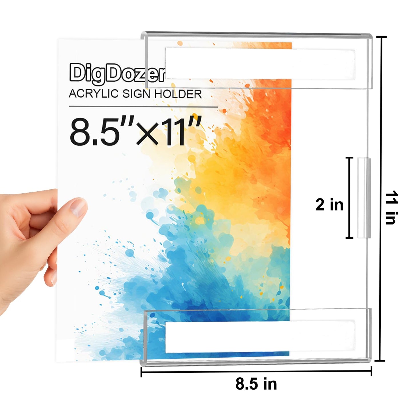 DigDozer 12 Pcs Acrylic Sign Holder 8.5 x 11, Dual-Purpose Wall Mount Sign Holders with Adhesive, Clear Plastic Frames Paper Display Sign Holders for Office, Store, Restaurant - Horizontal or Vertical