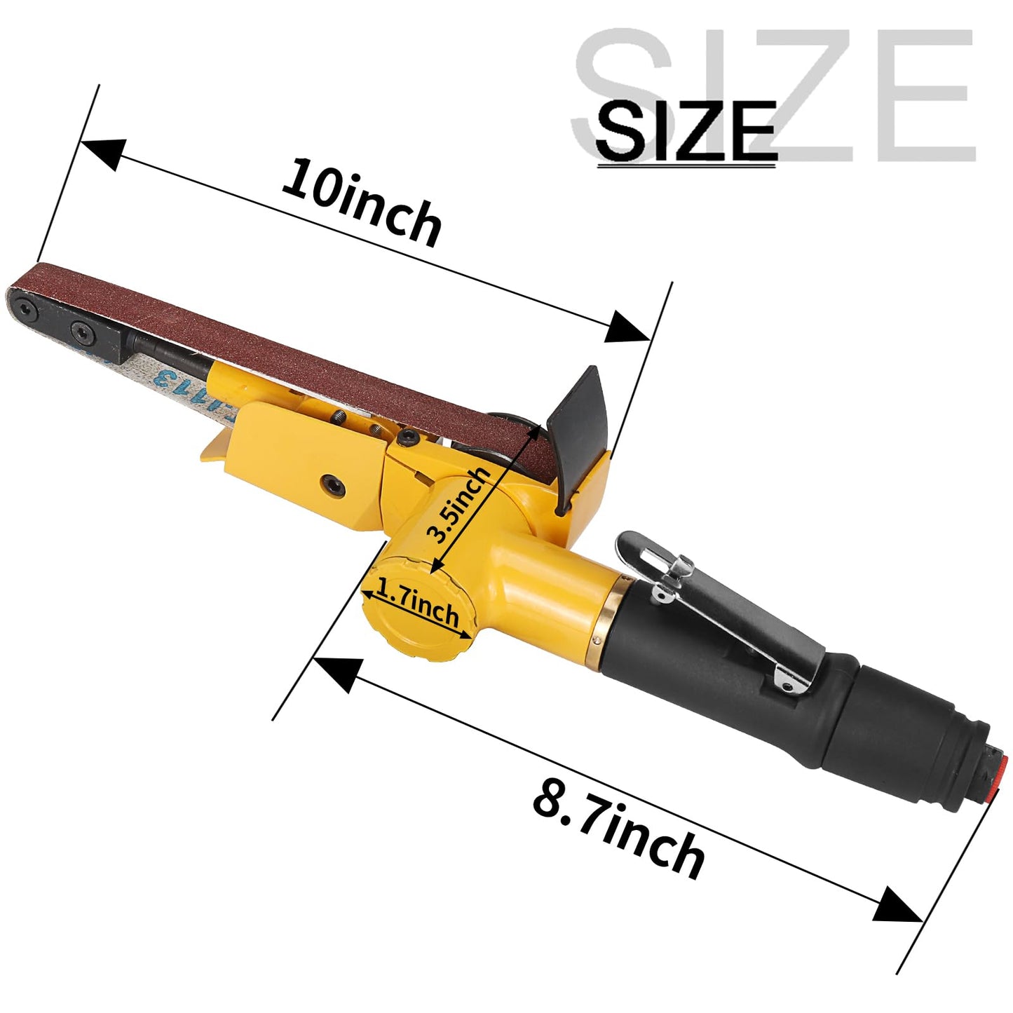 NuoDunco 3/4" x 20-1/2" Pneumatic Sander Air Belt Sander Set With 12Pcs Belts,40/60/80/120Grit,1/4" Air Inlet Mini Air Belt Grinder Air Tool For Aluminium, Iron, Steel Metal