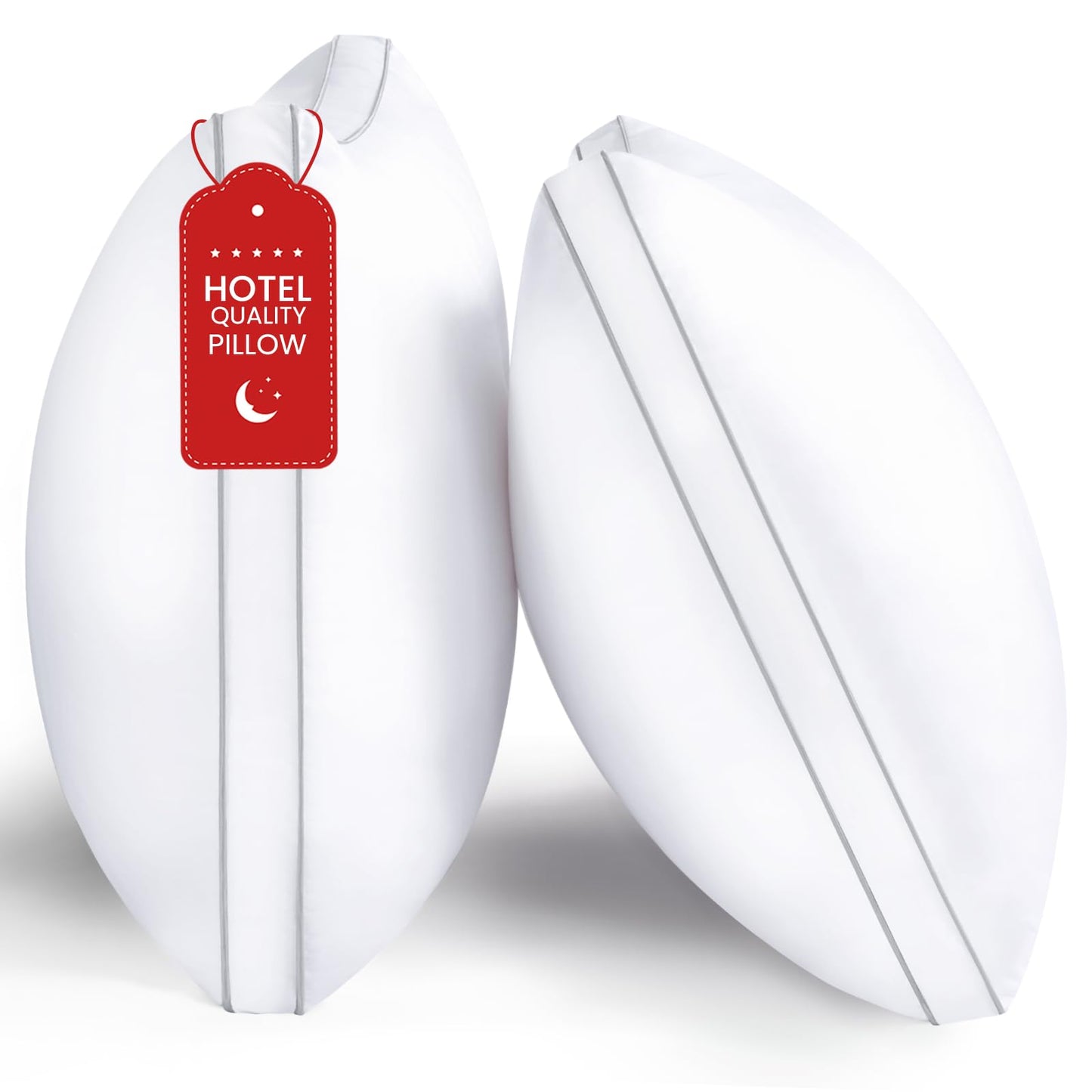 ROUMEA Pillows Standard Size Set of 2, Bed Pillows for Sleeping 2 Pack, Luxury Hotel Quality, Supportive Standard Pillows with Soft Down Alternative for Back Stomach Side Sleepers, Machine Washable