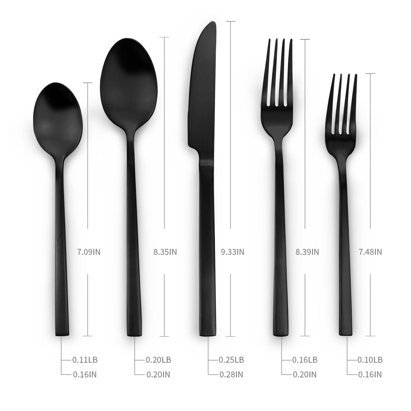 Kelenfer Stainless Steel Flatware Set Hand Forged 18/10 Silverware Set Matte Black Cutlery Set with Cuboid Handle Matte Finished 20 Pieces Home Event Use Wedding Housewarming Gift Service for 4