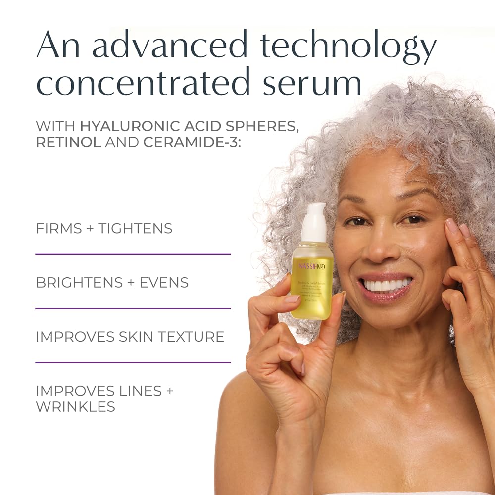 NassifMD Hydro-Screen - Clinical Grade Serum with Premium Ingredients: Ceramides, Retinol, Bakuchiol, Hyaluronic Acid - Anti Aging Treatment