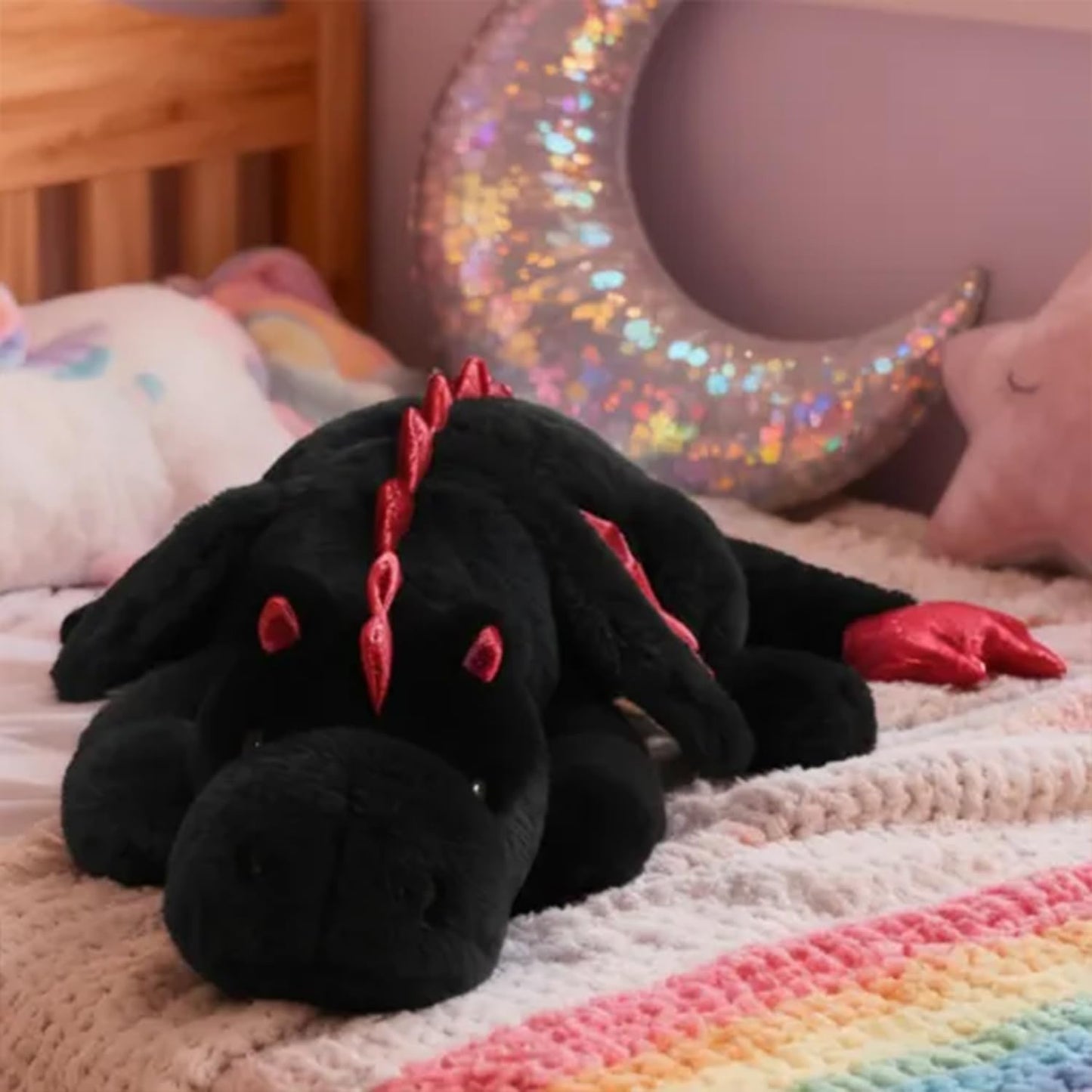 ARELUX Giant 50in 3Lb Big Black Dragon Large Stuffed Animals Cute Plush Toy Fuzzy Jumbo Dinosaur Pillow Plushies with Wings Cuddly Soft Green Pterosaur Plushie Gifts for Friends Family