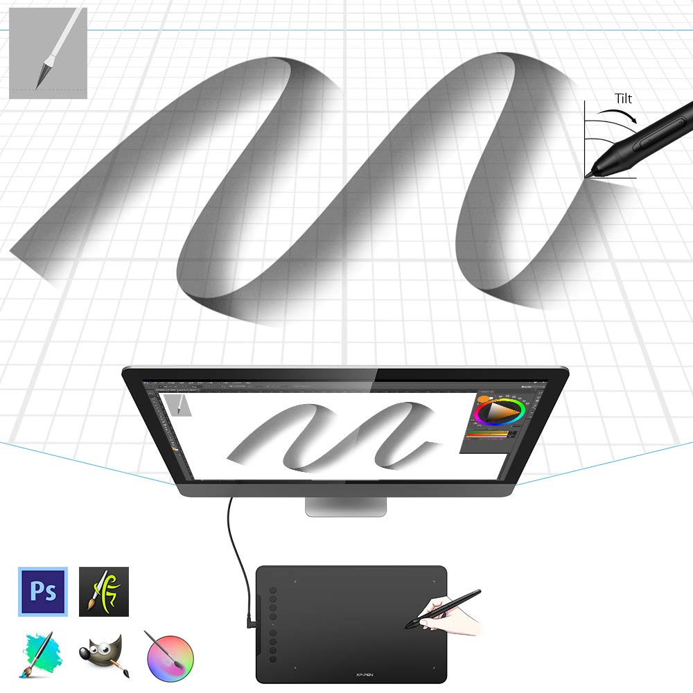 XPPen Deco 01 V2 Graphics Tablet 10x6.25 Inch Drawing Tablet 8192 Levels Pressure Battery-Free Pen with Tilt Function Android/Chromebook Supported Online Teaching Tablet Black