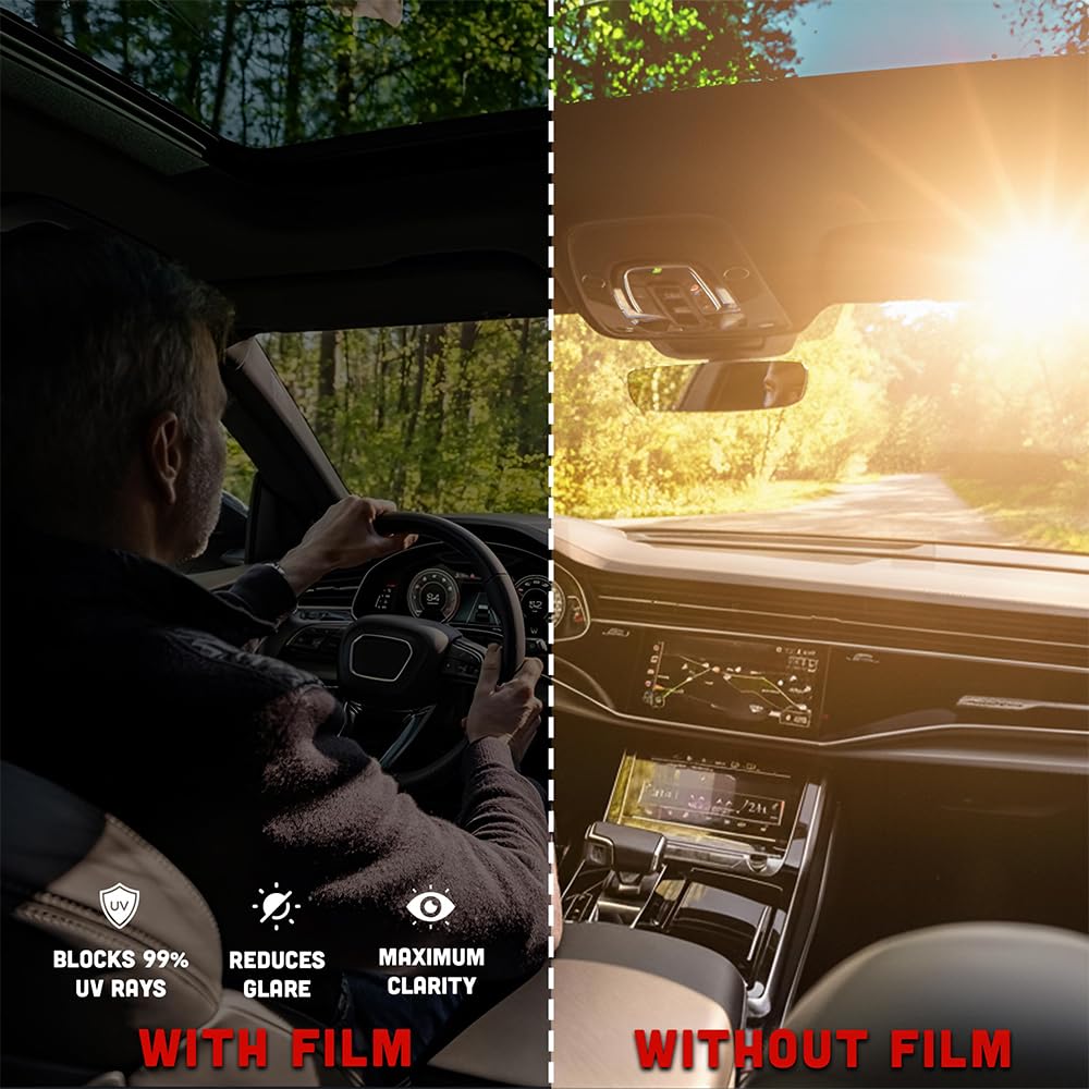 United Professional Window Tint 5% VLT 24" in x 100'Ft 1Ply Dyed Film Upgraded - Privacy Window Tint for Car, Home, Blocks UV/IR Rays, Reduce Heat & Glare - Adhesive Window Film Standard Black Color