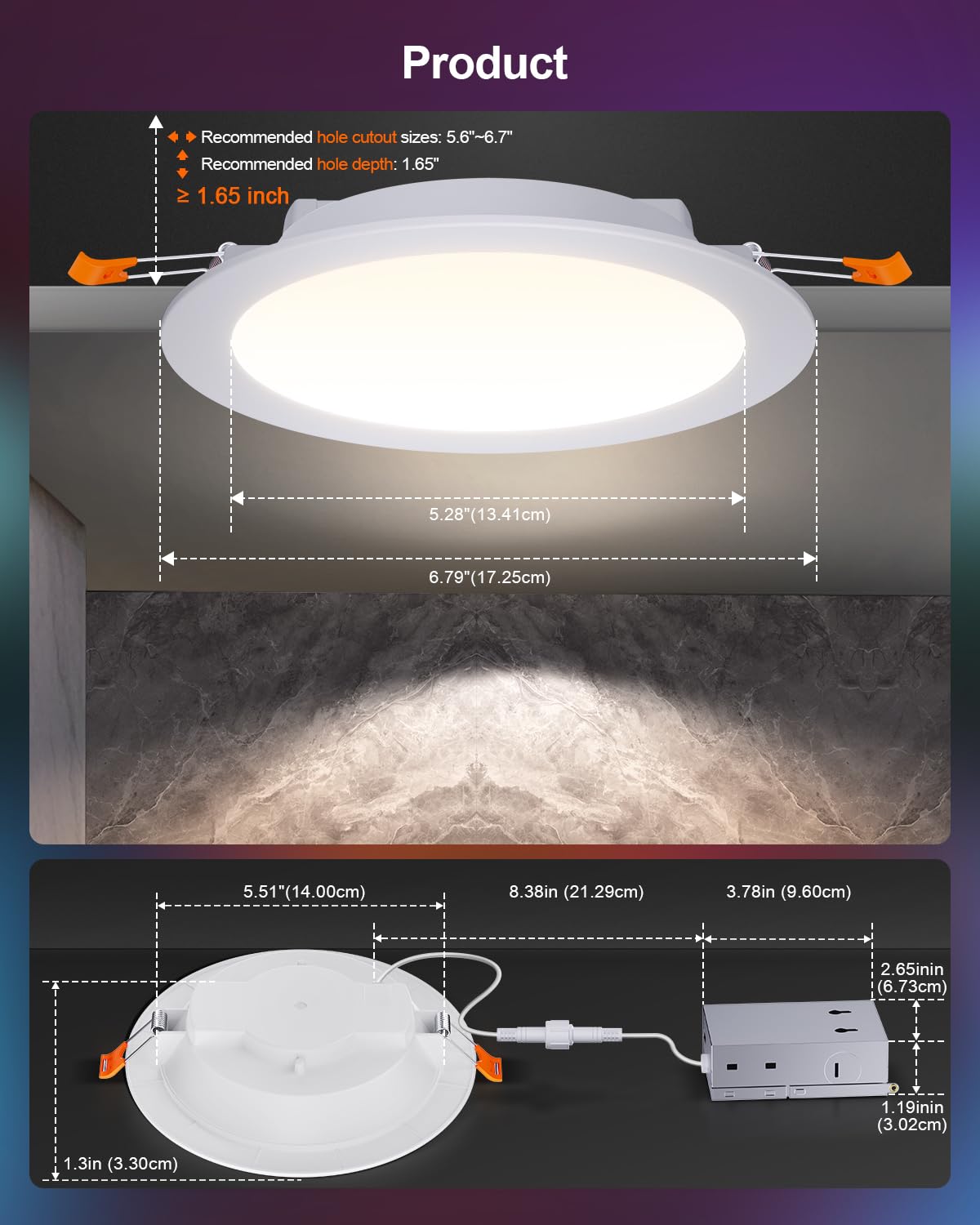 DUSKTEC Smart Recessed Lighting 6 Inch, RGBCW LED Recessed Ceiling Light Work with Alexa, Dimmable 16W 1500LM Canless Downlight with Junction Box for Living Room, 6 Pack