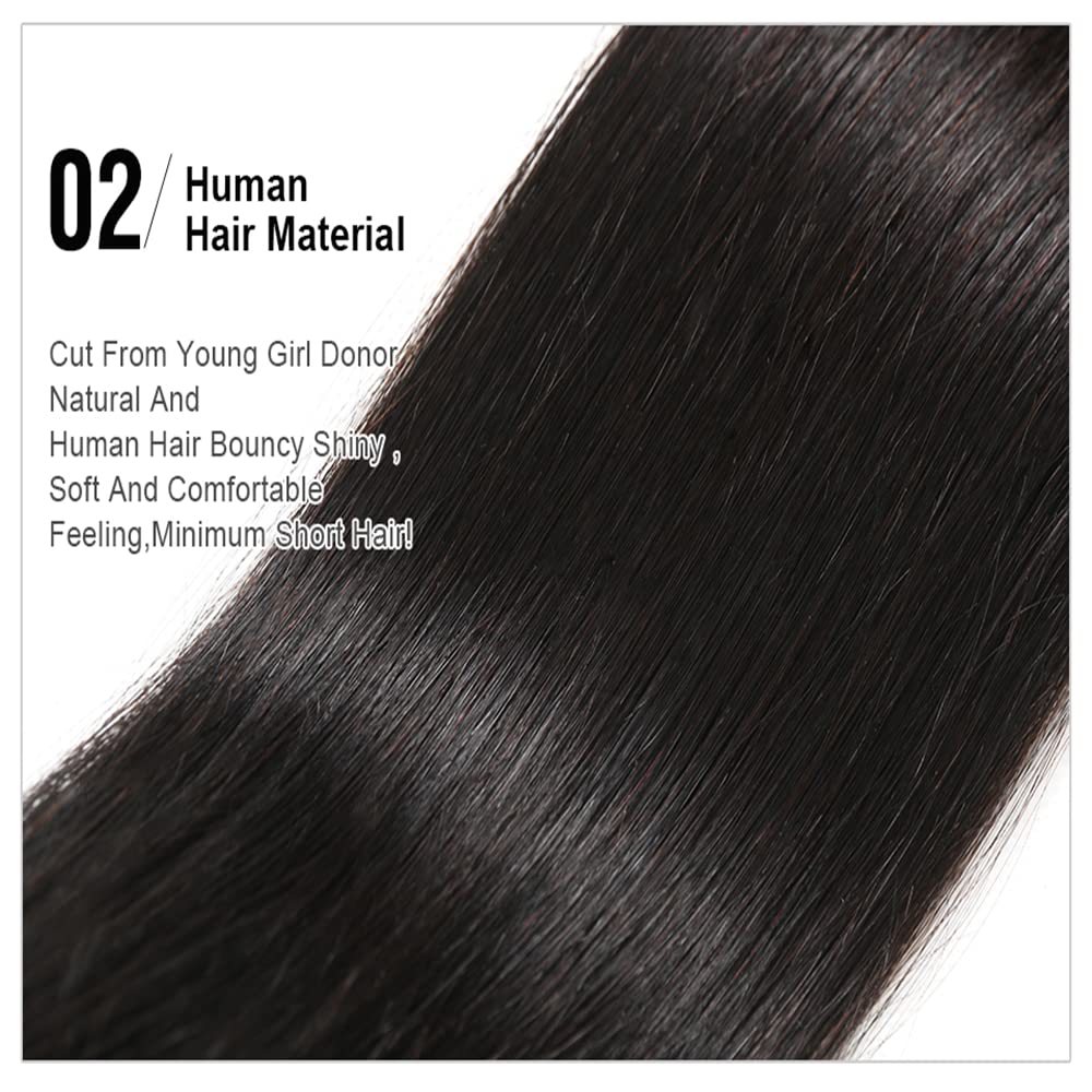 YISEA 12A Straight Hair Bundles Brazilian Virgin Human Hair Bundles Straight (16 18 20 22, Straight 4 Bundles) 100% Unprocessed Virgin Hair Bundles Straight Raw Hair Human Bundles