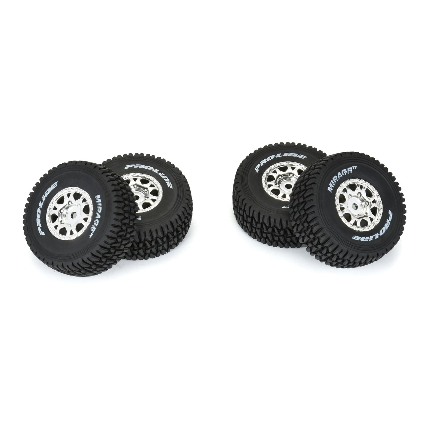 Pro-Line Racing Mirage TT F/R Tires Mounted 12mm Hex Satin Silver Impulse 4 for Arrma Mojave Grom PRO1025310