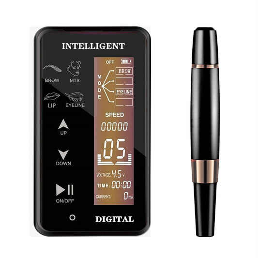 2024 Upgraded Intelligent Permanent Makeup Machine Ombré Powder Brows. Lips & Eyeliner- Supply - LCD Control Panel - Eyeliner Lip Machine Supplies, With 10pcs 1RL Eyeliner Lip Supplies (Black)