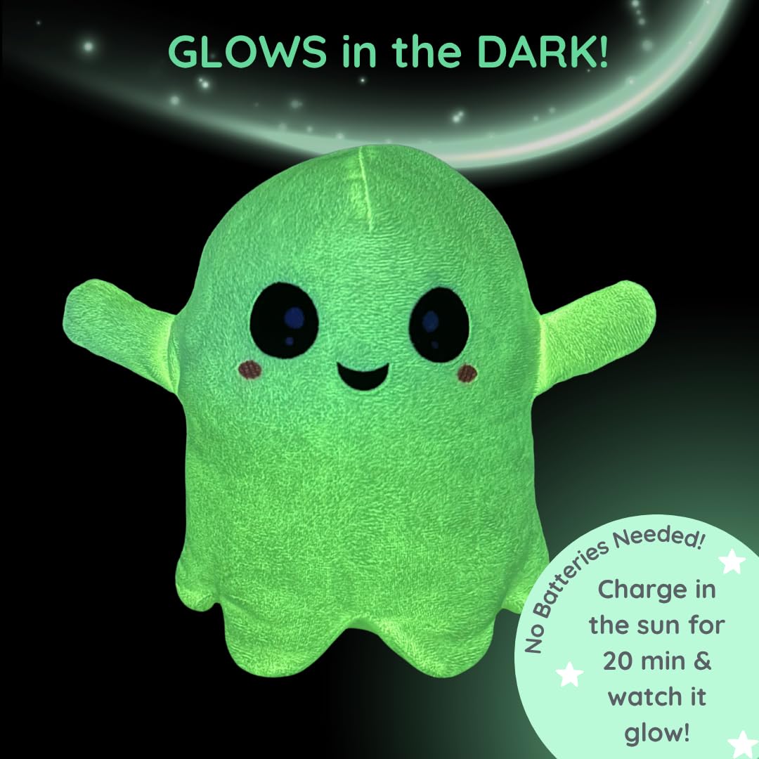 1i4 Group Warm Pals Scented Glow in The Dark Ghost, Microwavable Heatable and Coolable Bedtime Comfort Plush Toys Filled with Natural Grains and Lavender