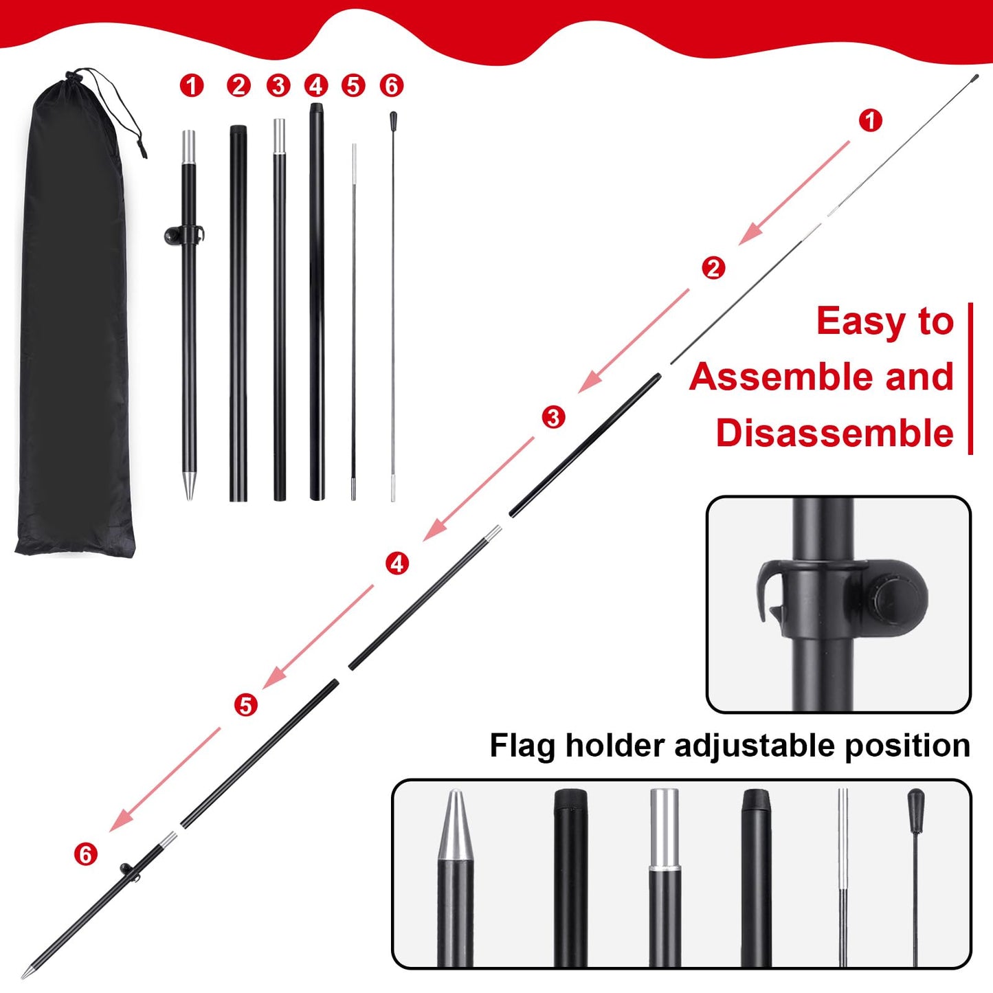 Buryeah 3 Sets Now Open Feather Flag Pole Kit for Business Advertising 7 ft Open Flag Banner Sign with Pole Kit Ground Stake and Portable Bag for Outside Ground (Red)