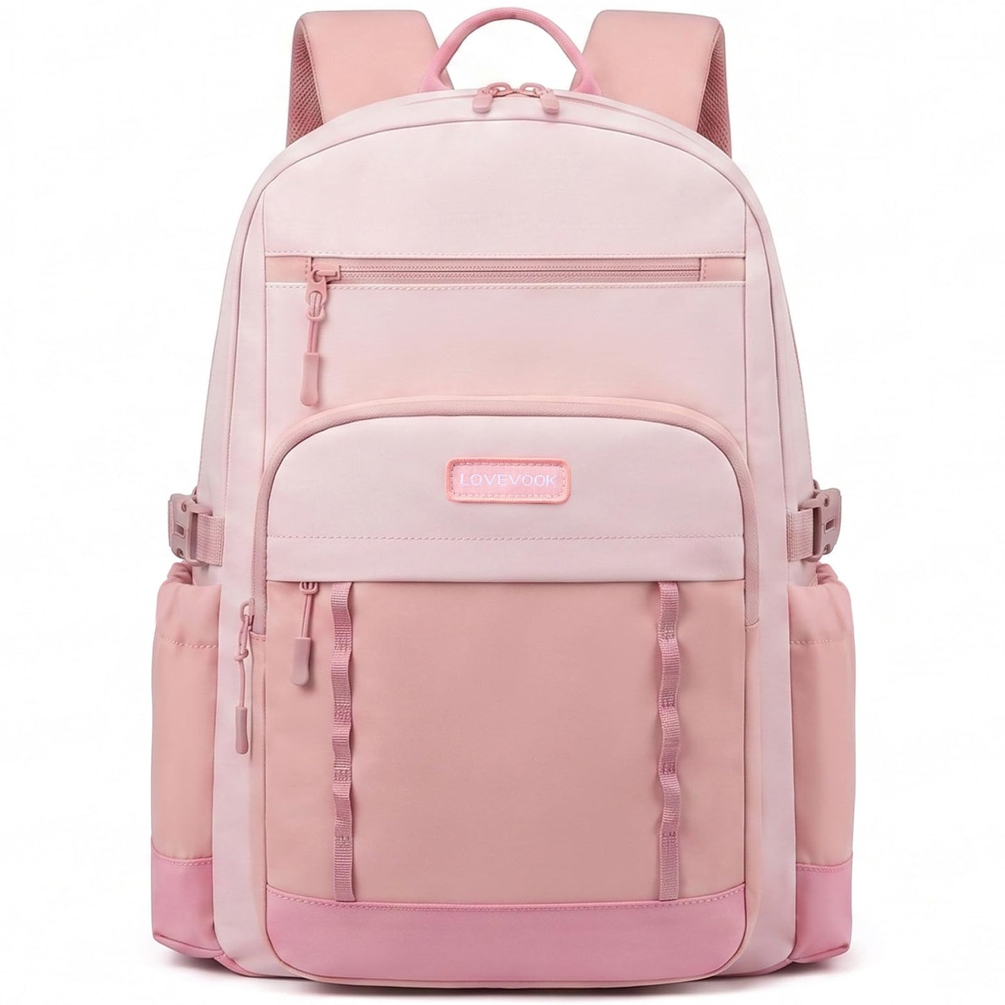 LOVEVOOK Laptop Backpack for Women with Large Cup Holder,15.6Inch DIY Design Travel Work Backpack Computer Laptop Bag,Waterproof Nurse Teacher College Commuter Backpack Purse,Gift for Women Men,Pink