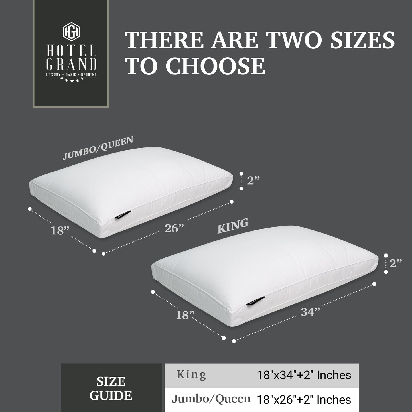 Hotel Grand Goose Feather and Down Fiber Bed Pillows Queen Size Set of 2, Firm Gusseted Pillows with 100% Cotton Cover, Softy-Around Hotel Collection Pillows for Side and Back Sleepers, White
