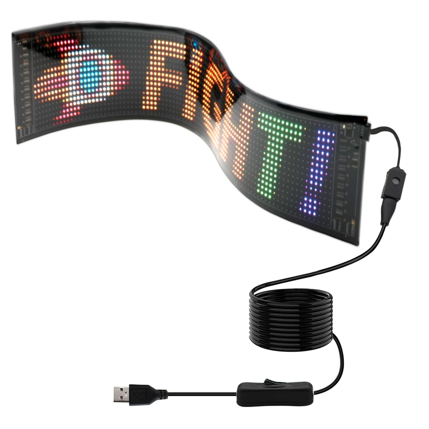 wooaismart Programmable LED Scrolling Sign - Full Color Display Board with Bluetooth APP Control - Custom Text & GIF Patterns - Perfect for Business Advertising & Car Displays (Full Color, 23" x 5")
