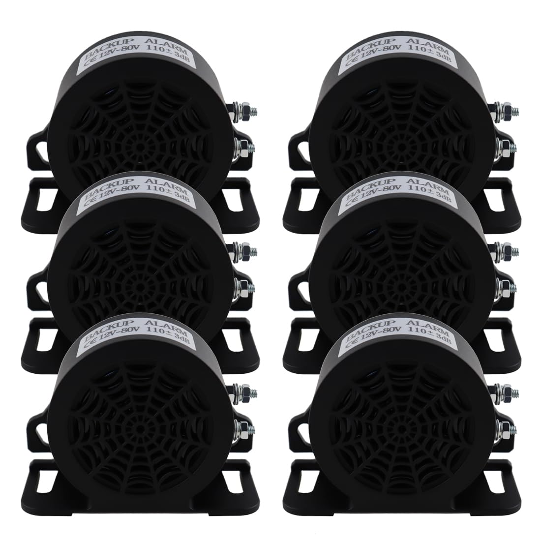 MIRKOO Backup Alarm 110dB 12V-80V DC Waterproof Industrial Heavy-Duty Backup Reverse Warning Alarm with Super Loud Beeper Tone for Truck Van Freight Car Lorry Heavy Vehicles (110dB-6PC)