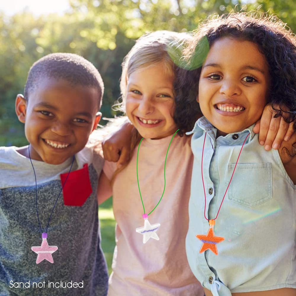 ArtCreativity Star Sand Art Bottle Necklaces (Pack of 36) Sand Art Craft Kit with Shaped Bottles, Craft Party Supplies and Party Favors for Kids - Sand Sold Separately