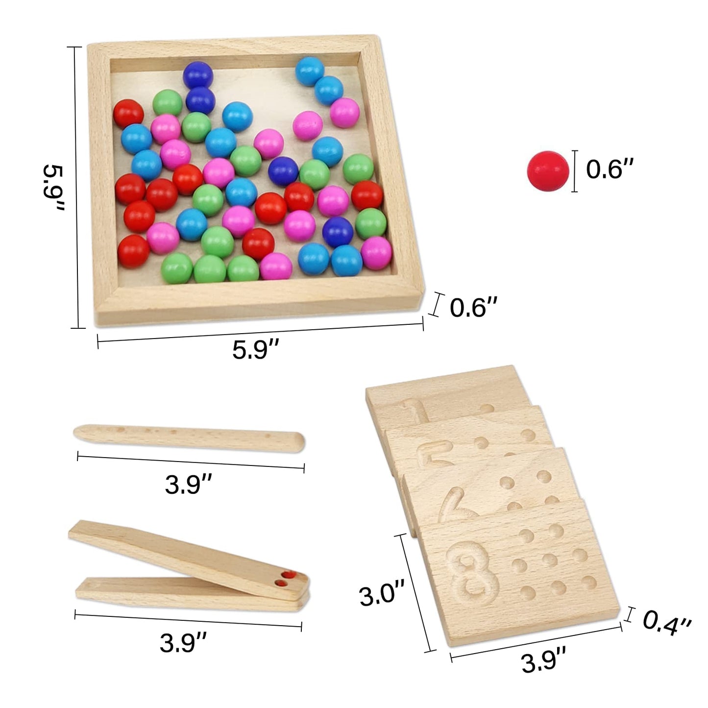 Wooden Number Tracking Board Set, Montessori Toys for Toddlers, Math Pendants, Preschool Learning and Math Learning Game for Kids