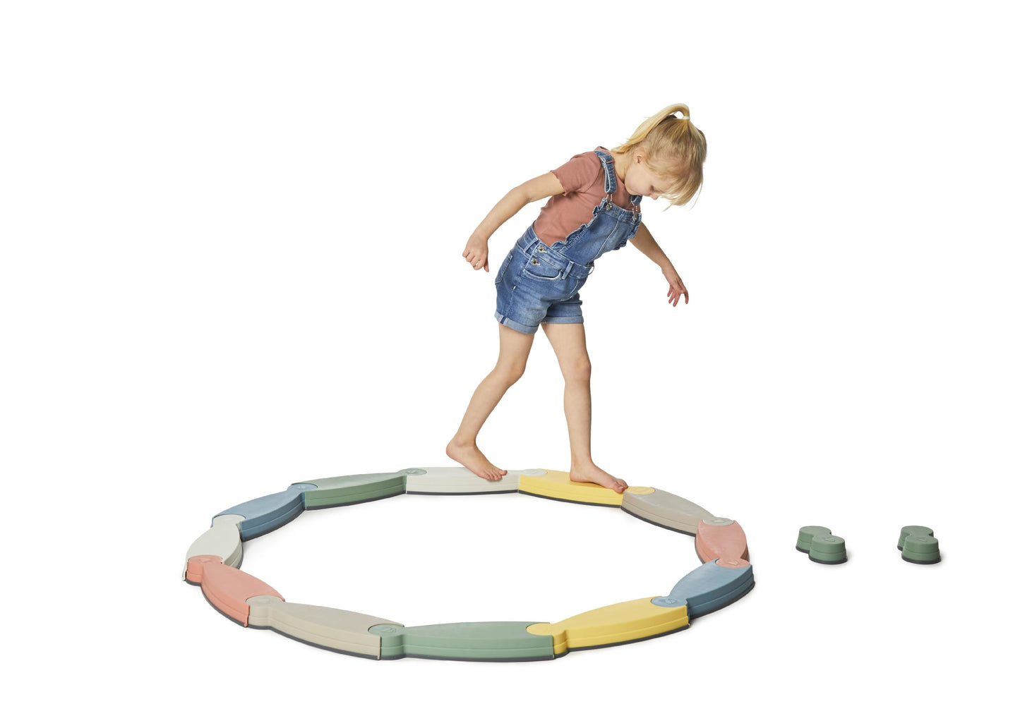 GONGE River Balance Course Set - 7 Elements for Gross Motor Skills Development, Multiple Path Creations - Safe and Sturdy - Ages 2+, Nordic