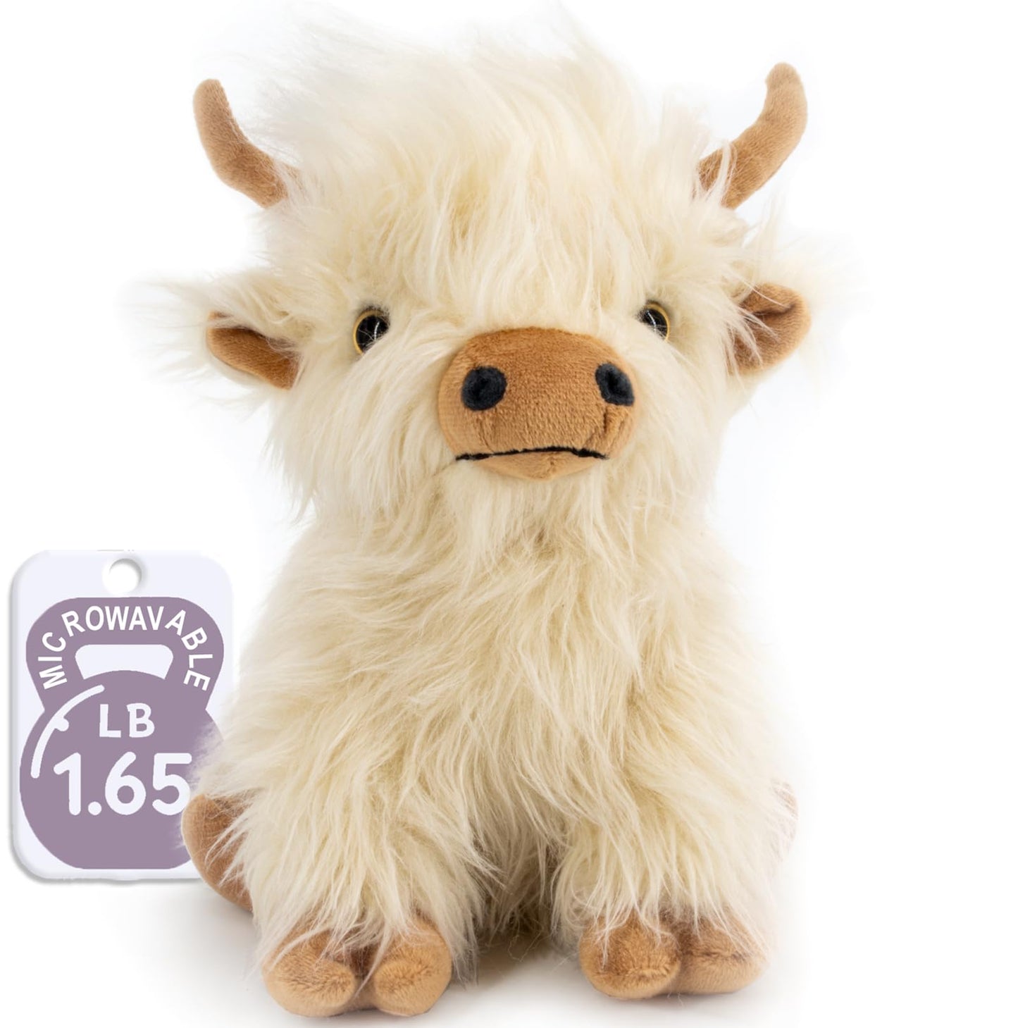 Microwaveable Highland Cow Stuffed Animal - Weighted Stuffed Animal Plush, Heating Pad, Cozy Gift for Girls|Women|Kids|Elderly People, 9.8in, 1.65lb