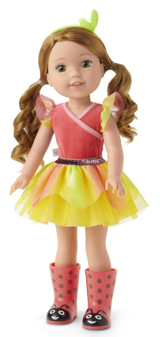 American Girl WellieWishers 14.5-inch Willa Doll with Coral Leotard, Mesh Skirt, Headband, and Boots, For Ages 4+