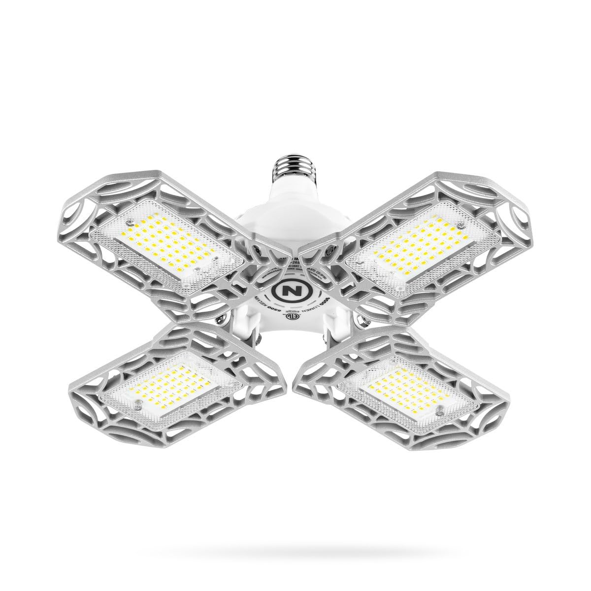 NEBO High Bright Extremely Bright LED Garage Light, Multi-Position Adjustable Panel 9000 Lumen 60W Utility Light for Garage Ceilings, Attics, Workshops,White