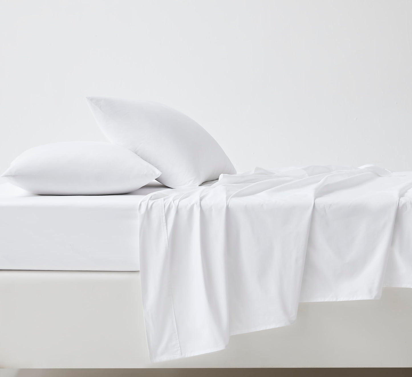 Linen Closet 4 Pcs 100% Cotton Queen Sheet Set, Arctic White, 400 Thread Count, Percale Weave, Deep Pocket Fitted Sheet, Fits Up To 18" Mattress, Crisp & Cooling Bed Sheets for Home & Hotel Use