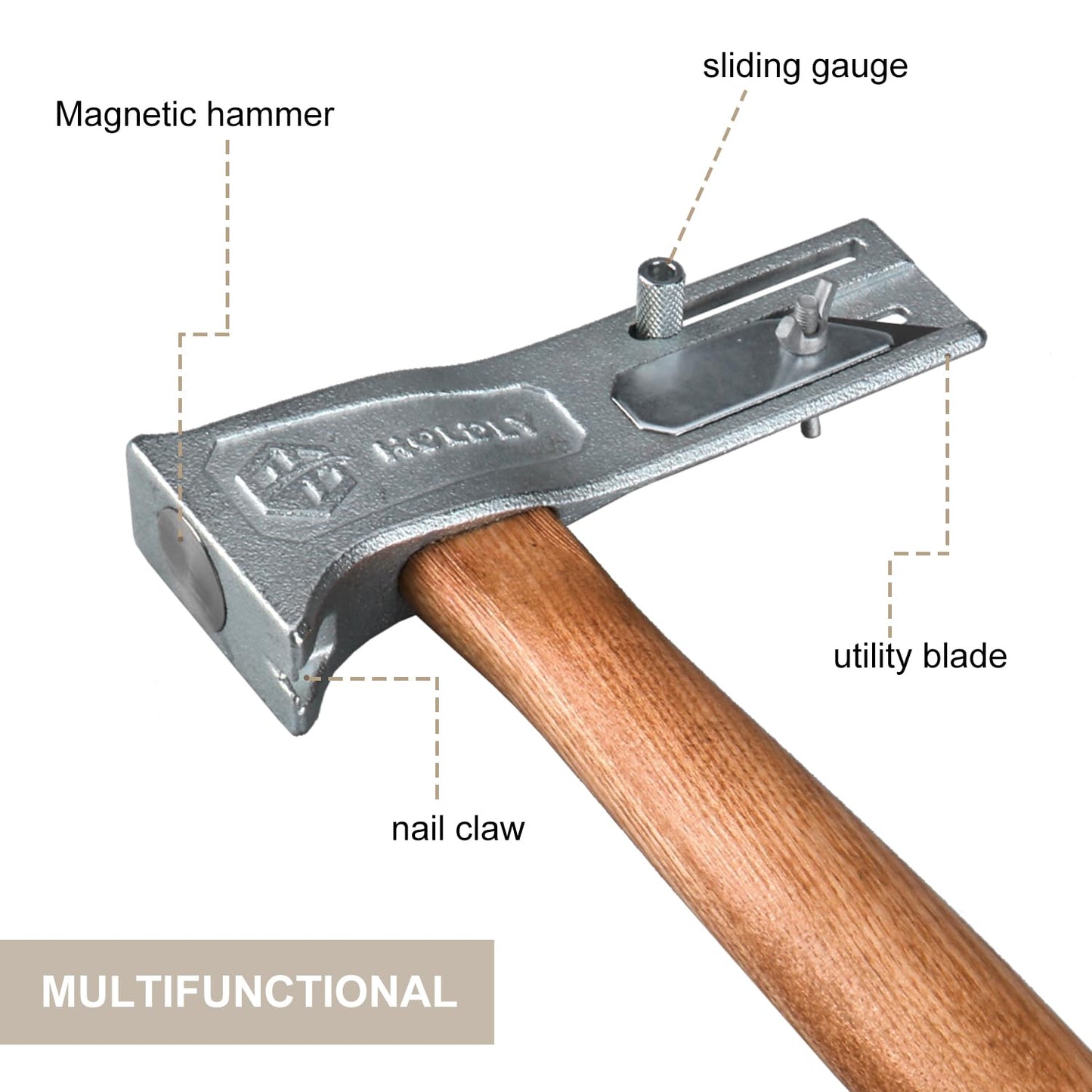 Holdly Magnet Roofing Hatchet,17oz Magnetic Faced Roofing Hatchet for Quick Installation of Roofing Nails And Felt Caps