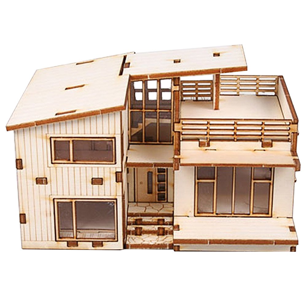Desktop Wooden Model Kit Modern House by Young Modeler